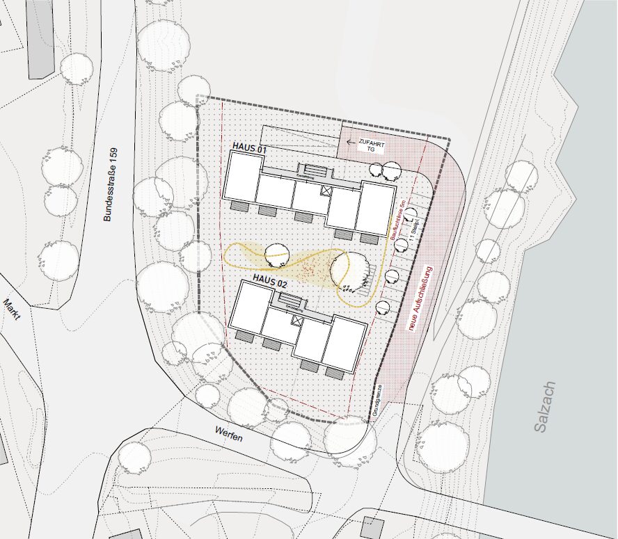 Architektenzeichnung mit Überblick über das Bau-Projekt